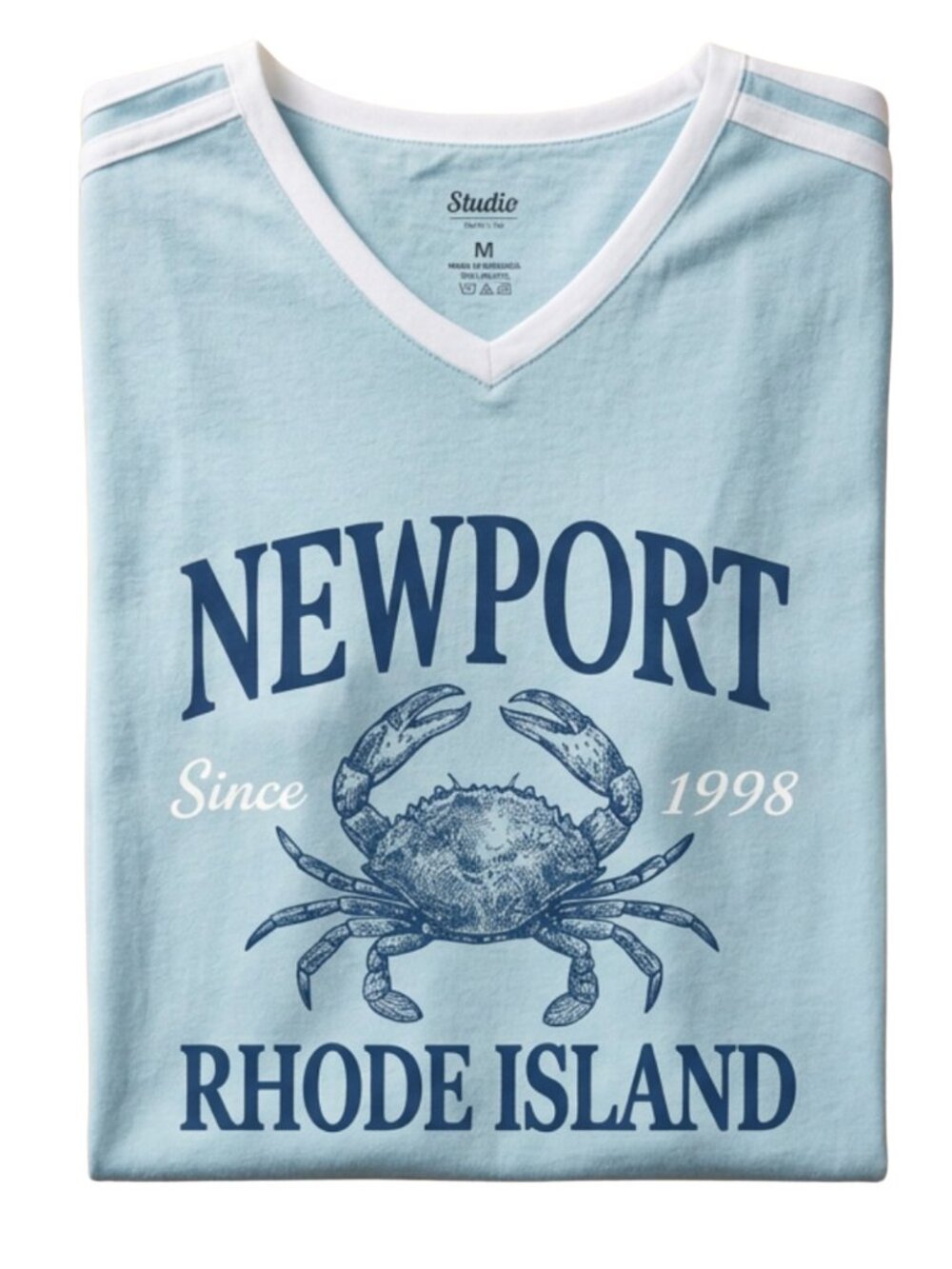 Newport Rhode Island Graphic Tee Women's Blue V-Neck Short Sleeve T-Shirt S-XL